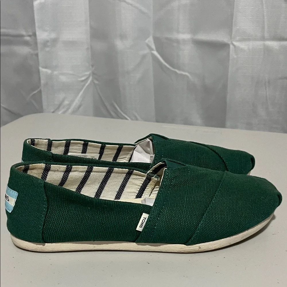 TOMS Green Canvas Slip-Ons - Picture 4 of 5